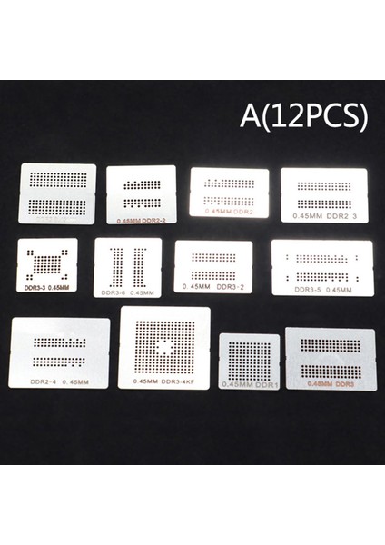 Yenı 12/14 Adet Bga Reballing Stencil Tahsis Kiti Ddr2 Ddr2-3 Ddr3 Ddr5 Mj (Yurt Dışından)