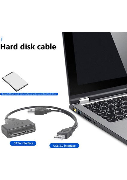 USB 2.0 - Sata 7 Kablo 2.5 Inç Sata Sabit Disk Harici + 15PIN SSD HDD Adaptörü Ofis Bakım Bilgisayarı Kaynağı (Yurt Dışından)