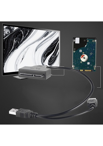 USB 2.0 - Sata 7 Kablo 2.5 Inç Sata Sabit Disk Harici + 15PIN SSD HDD Adaptörü Ofis Bakım Bilgisayarı Kaynağı (Yurt Dışından)