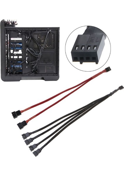 Pwm 4pin Fan Kollu Uzatma Splitter Hub Kabloları Anakart Cpu 4 Pin 2 4 (Yurt Dışından)