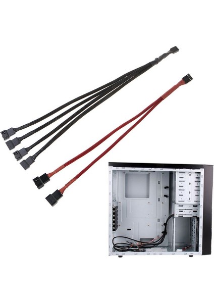 Pwm 4pin Fan Kollu Uzatma Splitter Hub Kabloları Anakart Cpu 4 Pin 2 4 (Yurt Dışından)