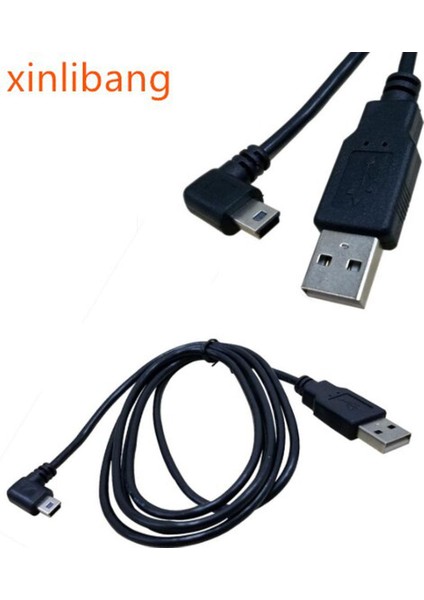 1pc USB 2.0 A Erkek Fiş Mini 5 Pin Sol Açılı 90 Derece Fiş Veri Kablosu Kablosu 3M/10FT Siyah (Yurt Dışından)