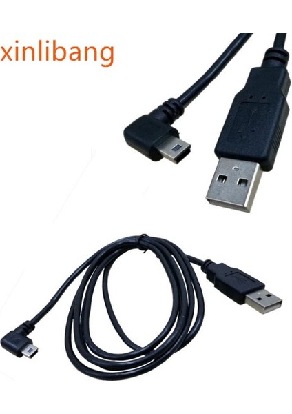 1pc USB 2.0 A Erkek Fiş Mini 5 Pin Sol Açılı 90 Derece Fiş Veri Kablosu Kablosu 3M/10FT Siyah (Yurt Dışından)