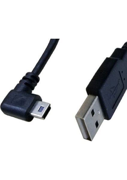 1pc USB 2.0 A Erkek Fiş Mini 5 Pin Sol Açılı 90 Derece Fiş Veri Kablosu Kablosu 3M/10FT Siyah (Yurt Dışından)