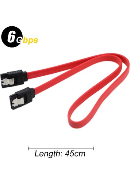 Yüksek Hızlı 6.0 Gbps Düz Seri Ata Sata Iıı Veri Kablosu 7 Pin Sata HDD SSD Için Kilitleme Mandalı 45 cm Kırmızı (Yurt Dışından)