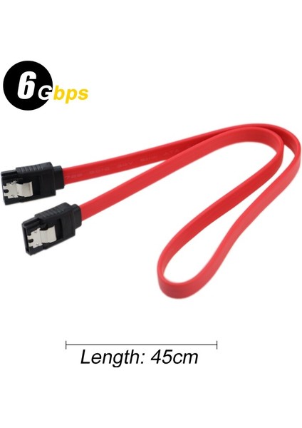 Yüksek Hızlı 6.0 Gbps Düz Seri Ata Sata Iıı Veri Kablosu 7 Pin Sata HDD SSD Için Kilitleme Mandalı 45 cm Kırmızı (Yurt Dışından) fiyatları