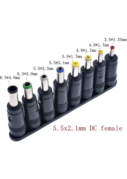 Adet Dc 5.5x2.1 mm Dişi Jak Fiş Adaptörü Konnektörleri 6.3 6.0 5.5 4.8 4.0 3.5mm 2.5 2.1 1.7 1.35MM Erkek Ipuçları Güç Adaptörü (Yurt Dışından)