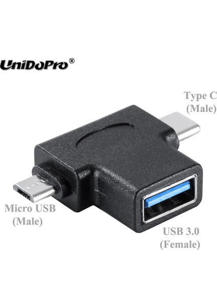 Unıdopro USB 3.0 Otg Kablo Adaptörü Mikro USB Tip C 2in1 Dönüştürücü Macbook Pro 2017 Için, Chromebook, Galaxy Tab S3 9.7 T820 T825 (Yurt Dışından)