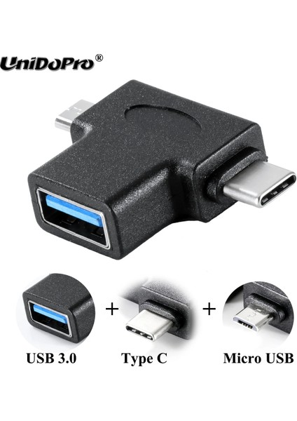 Unıdopro USB 3.0 Otg Kablo Adaptörü Mikro USB Tip C 2in1 Dönüştürücü Macbook Pro 2017 Için, Chromebook, Galaxy Tab S3 9.7 T820 T825 (Yurt Dışından) modelleri