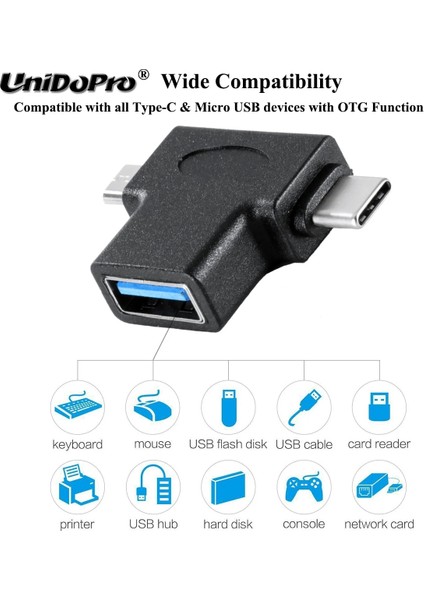Unıdopro USB 3.0 Otg Kablo Adaptörü Mikro USB Tip C 2in1 Dönüştürücü Macbook Pro 2017 Için, Chromebook, Galaxy Tab S3 9.7 T820 T825 (Yurt Dışından) fırsatları