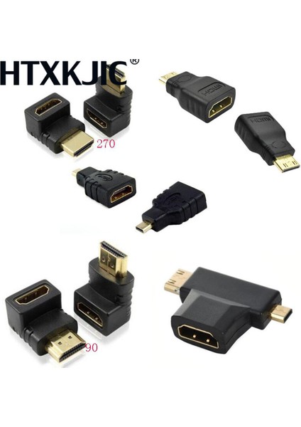 5 Adet/takım 1080 P HDMI Adaptör Seti HDMI Dişi Mini Mikro HDMI Erkek Uzatma Adaptörü Dönüştürücü 90 Derece 270 3D Tv LCD Hdtv (Yurt Dışından)