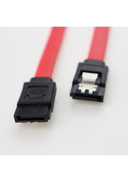 Yüksek Hızlı 6.0 Gbps Düz Seri Ata Sata Iıı Veri Kablosu 7 Pin Sata HDD SSD Için Kilitleme Mandalı 45 cm Kırmızı (Yurt Dışından) fırsatları