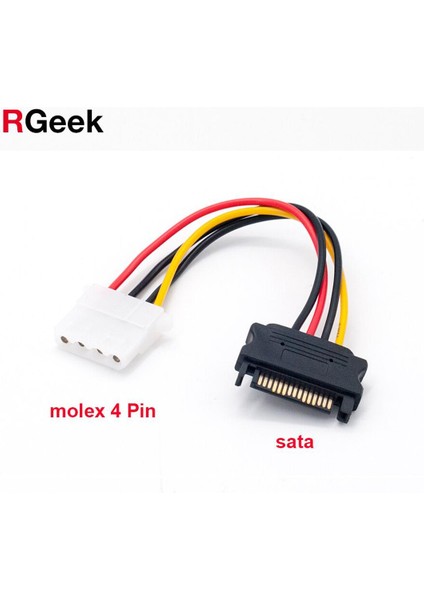 Rgeek 15 Pin Seri Sata Erkek - Molex Lp4 Dişi Güç Kablosu 15CM(6INCH) (Yurt Dışından)