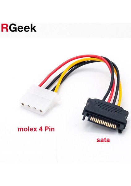 Rgeek 15 Pin Seri Sata Erkek - Molex Lp4 Dişi Güç Kablosu 15CM(6INCH) (Yurt Dışından) fiyatları