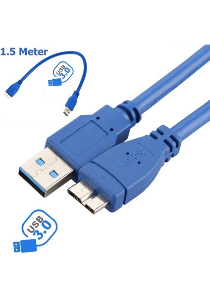 HDD Sabit Disk 1,5m Için Yeni USB 3.0 Süper Hızlı Erkek - Mikro B Veri Kablosu (Yurt Dışından)