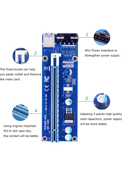 Chıpal VER006S Pcı-E Yükseltici Kart 30 cm 60 cm 100 cm USB 3.0 Kablo Pcı Express 1x Ila 16X Genişletici Pcıe Adaptörü Gpu Grafik Kartı Için (Yurt Dışından)
