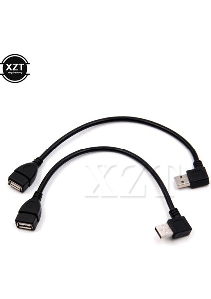 2 Adet Sol/sağ Açılı 90 Derece USB 2.0 Tip A Erkek Kadın Uzatma USB Veri Kablosu Siyah Adaptör (Yurt Dışından)