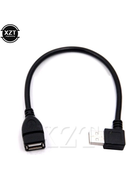 2 Adet Sol/sağ Açılı 90 Derece USB 2.0 Tip A Erkek Kadın Uzatma USB Veri Kablosu Siyah Adaptör (Yurt Dışından)