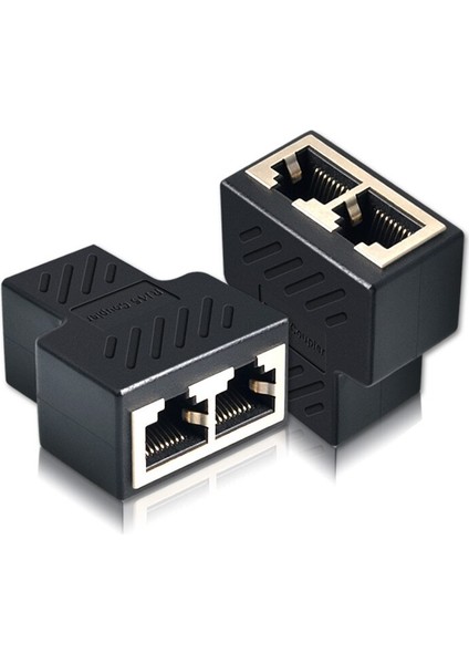 2 Adet RJ45 Splitter Adaptörü 1 Ila 2 Çift Dişi USB RJ45 Bağlantı Noktası 8P8C Genişletici Fiş Lan Inter Ethernet Soketli Konnektör (Yurt Dışından) modelleri