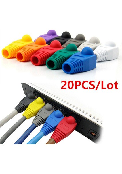 Yeni 20 Adet RJ45 8P8C Ağ Kablosu Konektörü Adaptör Kapağı Kapağı/önyükleme Için Cat 5/5e/6 (Yurt Dışından)