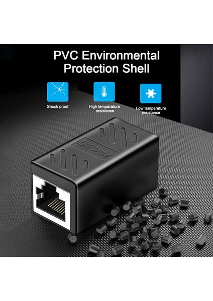 Yeni RJ45 Ağ Çift Geçişli Mini Siyah Ağ Konektörü Taşınabilir Dişi Dişi Ethernet Lan Bağlantısı Adaptörü Genişletici (Yurt Dışından)