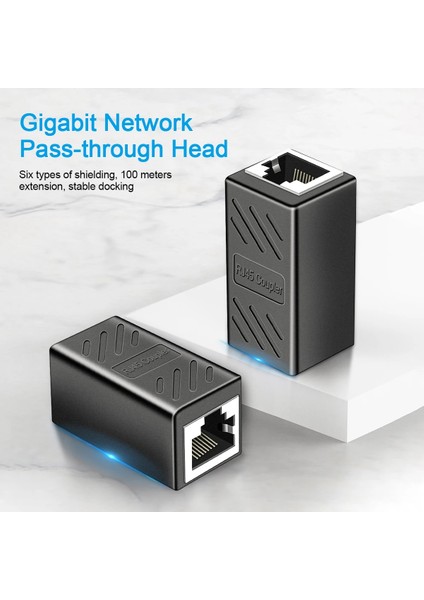 Yeni RJ45 Ağ Çift Geçişli Mini Siyah Ağ Konektörü Taşınabilir Dişi Dişi Ethernet Lan Bağlantısı Adaptörü Genişletici (Yurt Dışından)