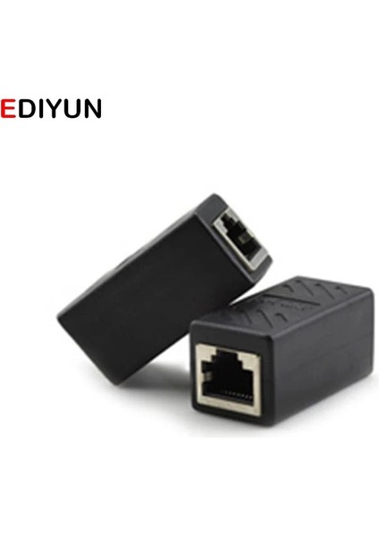 Yeni RJ45 Ağ Çift Geçişli Mini Siyah Ağ Konektörü Taşınabilir Dişi Dişi Ethernet Lan Bağlantısı Adaptörü Genişletici (Yurt Dışından)