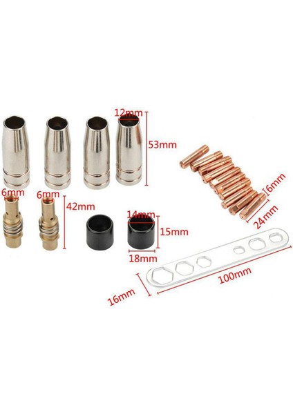 Icqurbt Mıg / Mag Aşınma Parçaları Seti MB15 Tel Çapı 0,8 mm Için Uygun Parçalar Gaz Nozulu Nozulu Çubuk Akım Nozulu M6 0,8 mm (Yurt Dışından)