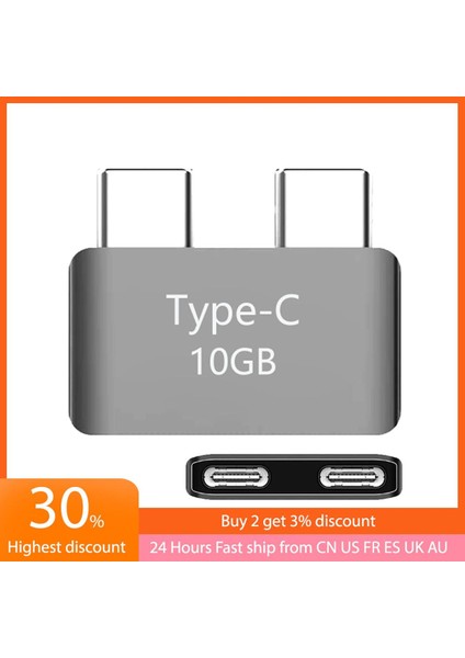 Çift Tip-C Kısa Genişletici USB C Thunderbolt 3 Kadın - Erkek Genişletme Adaptörü Konnektörü USB Hub 5k Video MacBook Pro/air Için (Yurt Dışından)