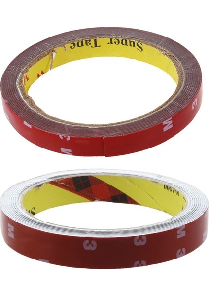 Nanlıy-2 Adet 3 Metre Güçlü Kalıcı Çift Taraflı Süper Yapışkan Köpük Bant Rulo Araç Araba Için, Kırmızı 15MMX3M ve 12MMX3M (Yurt Dışından)