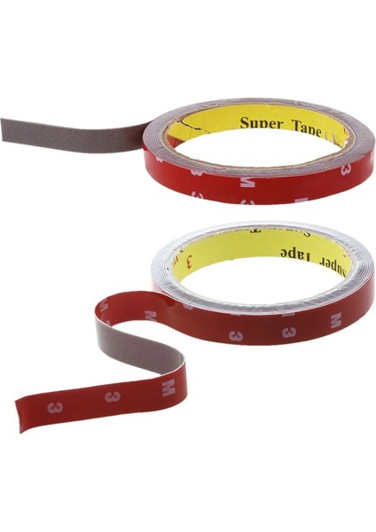 Nanlıy-2 Adet 3 Metre Güçlü Kalıcı Çift Taraflı Süper Yapışkan Köpük Bant Rulo Araç Araba Için, Kırmızı 15MMX3M ve 12MMX3M (Yurt Dışından)