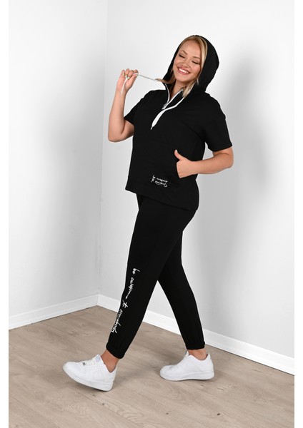 Kadın Kapüşonlu Büyük Beden Eşofman Takımı %70 Pamuk Rahat Kullanım Yaz Sezonu modelleri