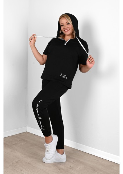 Kadın Kapüşonlu Büyük Beden Eşofman Takımı %70 Pamuk Rahat Kullanım Yaz Sezonu fırsatları