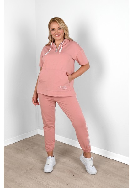 Kadın Kapüşonlu Büyük Beden Eşofman Takımı 3759-23