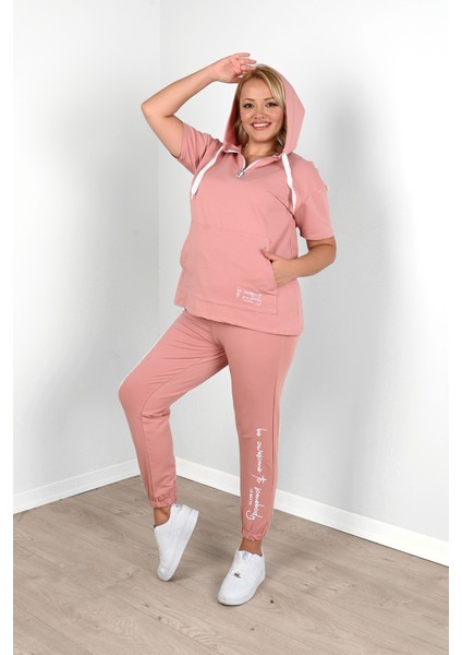 Kadın Kapüşonlu Büyük Beden Eşofman Takımı 3759-23 fiyatları