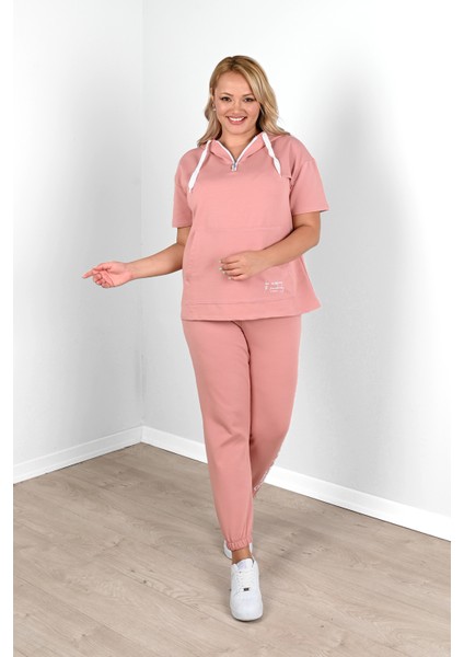 Kadın Kapüşonlu Büyük Beden Eşofman Takımı 3759-23 modelleri
