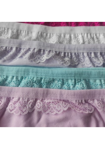 6 Adet Kız Çocuk Dantelli Kız Bikini