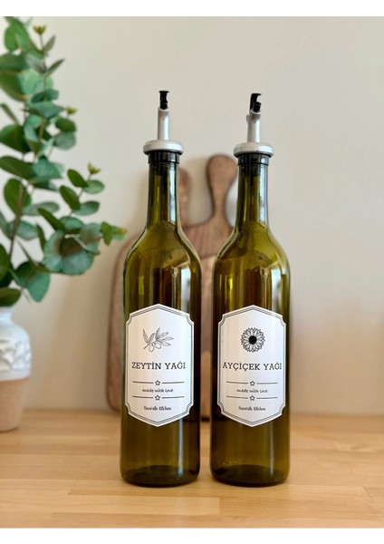 2'li 750 ml Zeytin Yağı ve Ayçiçek Yağı Yağdanlık Yağ Yeşili