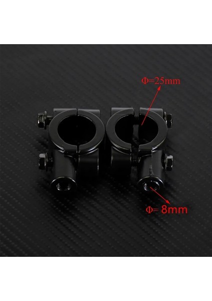 25 mm 8 mm Siyah Stil Et Motosiklet Gidon Ayna Montaj Kelepçesi Dikiz Aynası Tutucu Braketi Siyah Gümüş (Yurt Dışından)