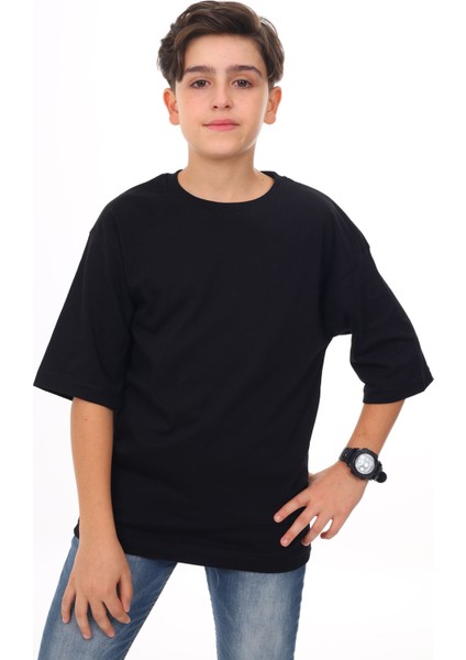 Siyah Düz Bisiklet Yaka Erkek Tişört 18079
