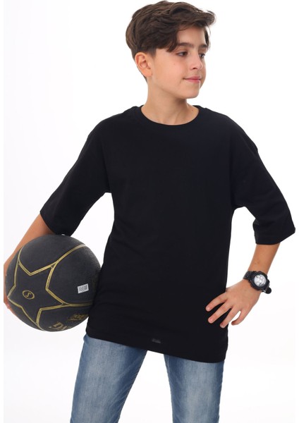 Siyah Düz Bisiklet Yaka Erkek Tişört 18079 fırsatları