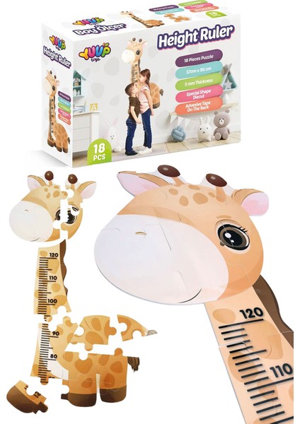Zürafa Çocuk Odası Boy Ölçer Eva Puzzle 57X95 cm Duvar Aksesuarı