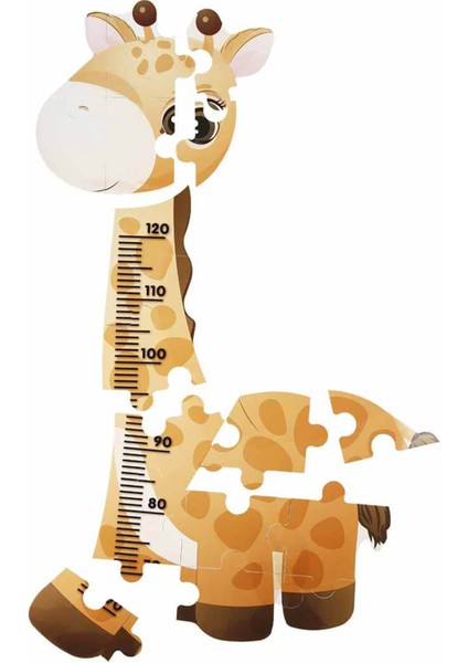 Zürafa Çocuk Odası Boy Ölçer Eva Puzzle 57X95 cm Duvar Aksesuarı