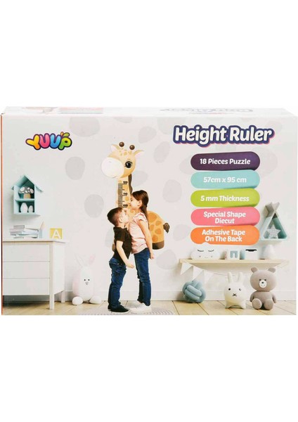Zürafa Çocuk Odası Boy Ölçer Eva Puzzle 57X95 cm Duvar Aksesuarı