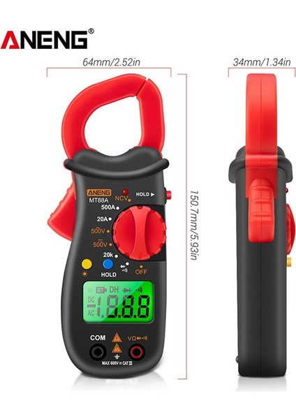 Aneng Dijital Pens Metre MT88A Dc/ac Gerilim 1999 Sayım Multimetre Ncv Testi Arka Işık (Yurt Dışından)