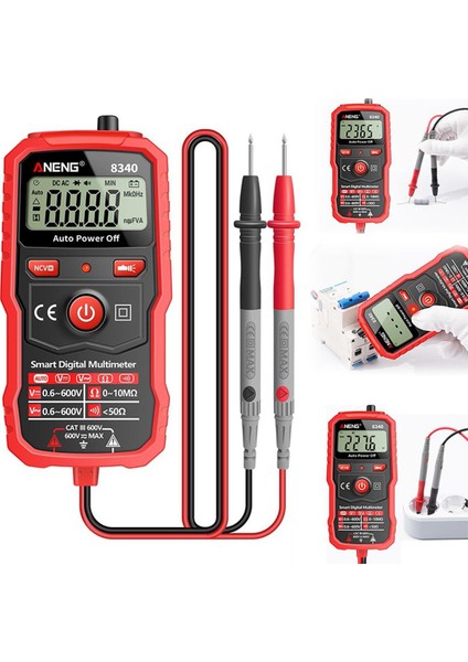 LCD Dijital Multimetre Otomatik Aralık Ampermetre Voltmetre Ac ve Dc Gerilim Test Cihazı Direnç Ölçer Devre Kontrol Cihazı Test Problu Buzzer Ncv Temassız Multitester (Yurt Dışından)