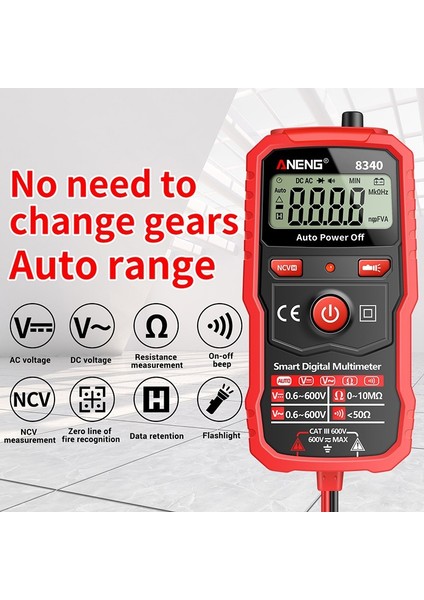LCD Dijital Multimetre Otomatik Aralık Ampermetre Voltmetre Ac ve Dc Gerilim Test Cihazı Direnç Ölçer Devre Kontrol Cihazı Test Problu Buzzer Ncv Temassız Multitester (Yurt Dışından)