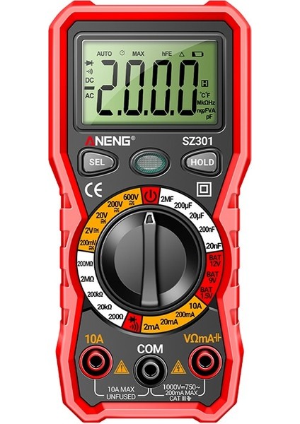 Aneng Dijital Multimetre Ac ve Dc Gerilim Akım Direnç Kapasite Diyot Veri Saklama Dijital Multimetre (Yurt Dışından)
