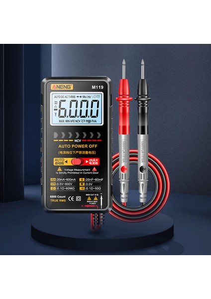 6000 Sayım Multimetre LCD Dijital Multimetre Ac ve Dc Gerilim Akım Kapasite Direnç Diyot Veri Saklama Arkadan Aydınlatmalı Ekran El Feneri ile Ncv Indüksiyonu (Yurt Dışından)