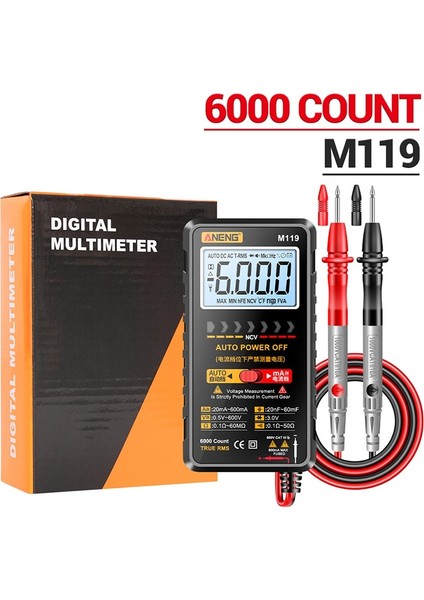 6000 Sayım Multimetre LCD Dijital Multimetre Ac ve Dc Gerilim Akım Kapasite Direnç Diyot Veri Saklama Arkadan Aydınlatmalı Ekran El Feneri ile Ncv Indüksiyonu (Yurt Dışından)